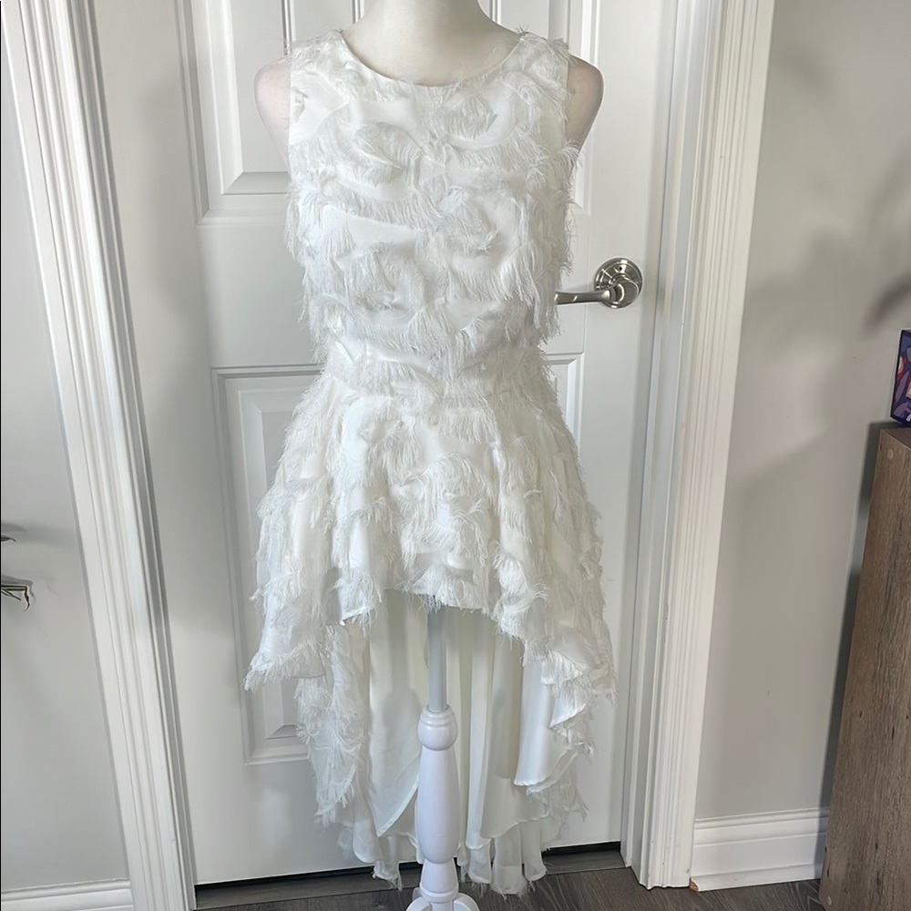 Abbey Glass White Textured High Low Blouse (size XS)
